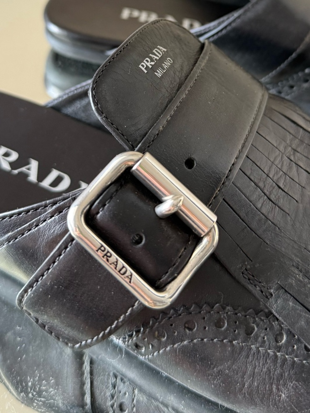 Prada Shuffle fringed leather mules $1,290 36.5 - Picture 11 of 13